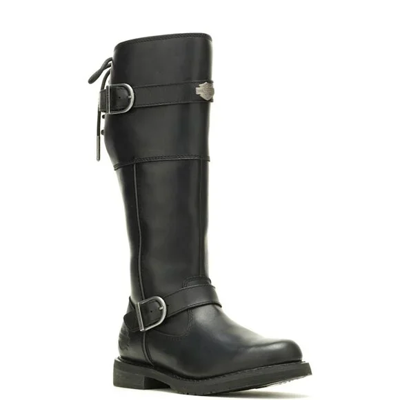 Harley Davidson Women's Kirtland Riding Boot - Black Knee High Leather - Picture 11 of 13